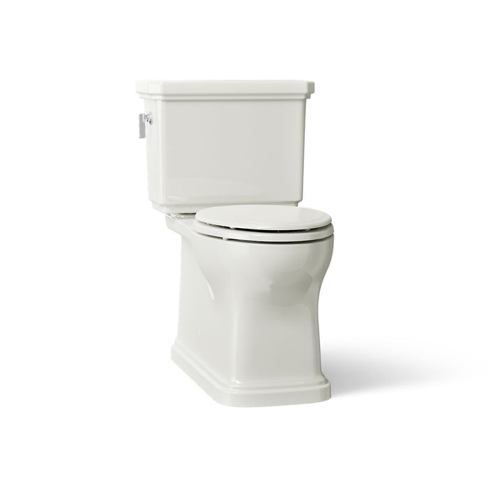 KOHLER K-35960 Claude Two-piece Elongated Toilet with Skirted Trapway, 1.28 GPF, Dune - 3/4 view of product