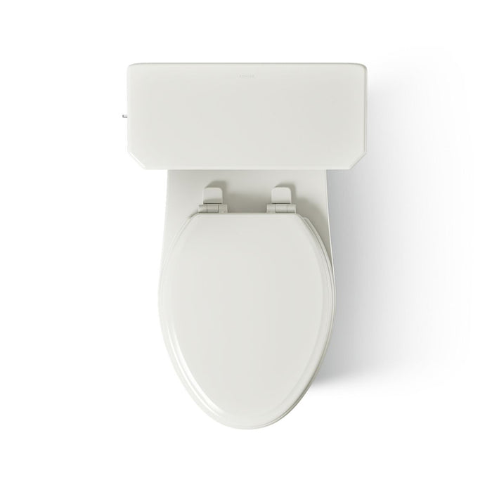 KOHLER K-35960 Claude Two-piece Elongated Toilet with Skirted Trapway, 1.28 GPF, Dune - top view of product