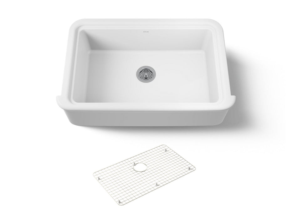 KOHLER K-36250 Audrine 35-1/2" undermount single-bowl farmhouse kitchen sink, white