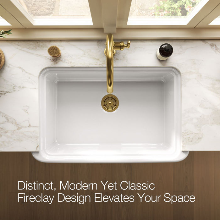 KOHLER K-36250 Audrine 35-1/2" undermount single-bowl farmhouse kitchen sink, white - view 4