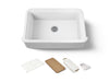KOHLER K-36250-PC Audrine 35-1/2" undermount single-bowl farmhouse workstation kitchen sink, white