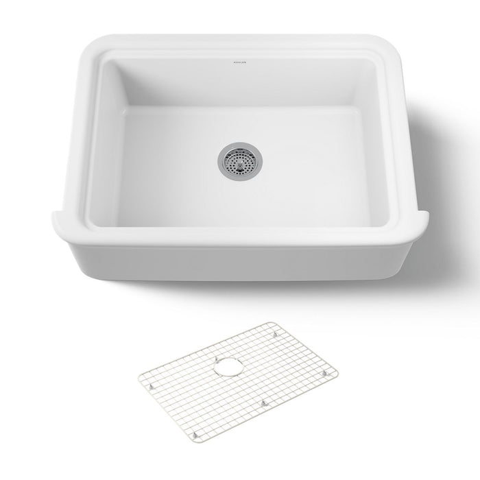 KOHLER K-36251 Audrine 32-1/2" undermount single-bowl farmhouse kitchen sink, white - view 5