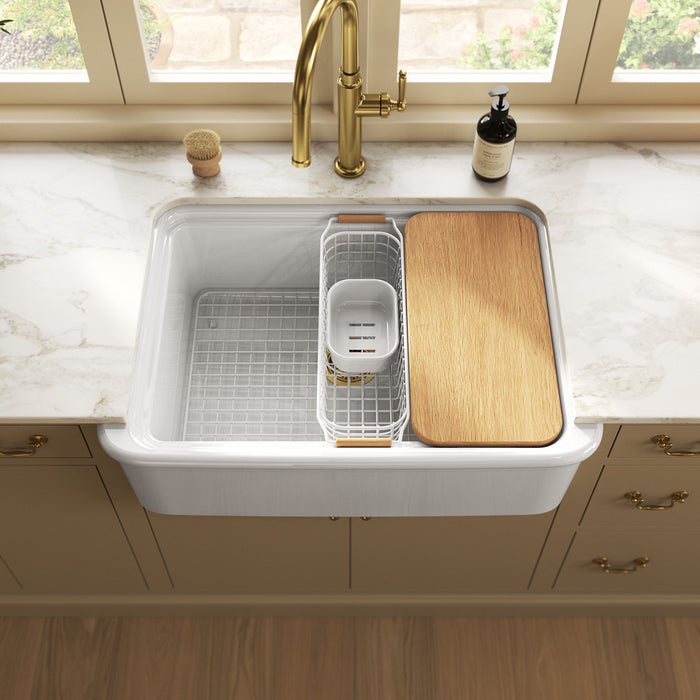 KOHLER K-36251-PC Audrine 32-1/2" undermount single-bowl farmhouse workstation kitchen sink, white - view 2