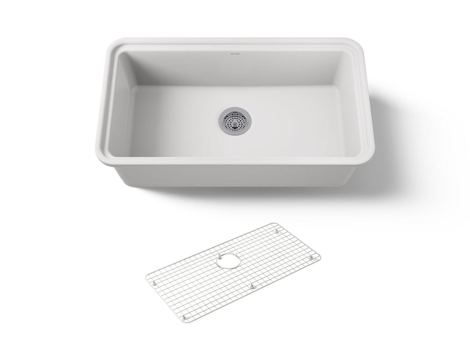 KOHLER K-36254 Audrine 33" undermount single-bowl kitchen sink, white