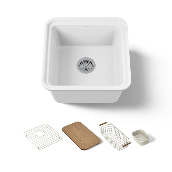KOHLER K-36259-PC Audrine 18-5/8" undermount workstation bar sink, white - view 3