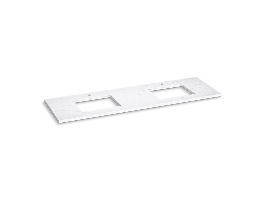 KOHLER K-36573 Silestone 73" quartz vanity top with two rectangular cutouts, eternal statuario