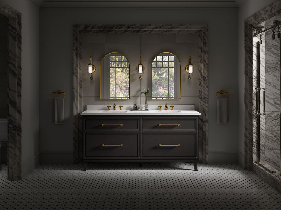 KOHLER K-36573 Silestone 73" quartz vanity top with two rectangular cutouts, eternal statuario - view 3
