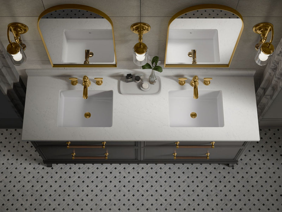 KOHLER K-36573 Silestone 73" quartz vanity top with two rectangular cutouts, eternal statuario - view 5