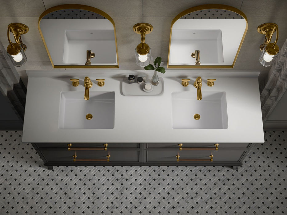 KOHLER K-36573 Silestone 73" quartz vanity top with two rectangular cutouts, miami white - view 5