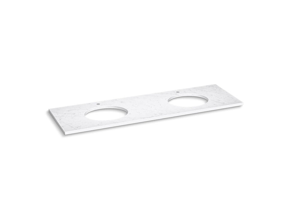 KOHLER K-36574 Silestone 73" quartz vanity top with two oval cutouts, eternal statuario