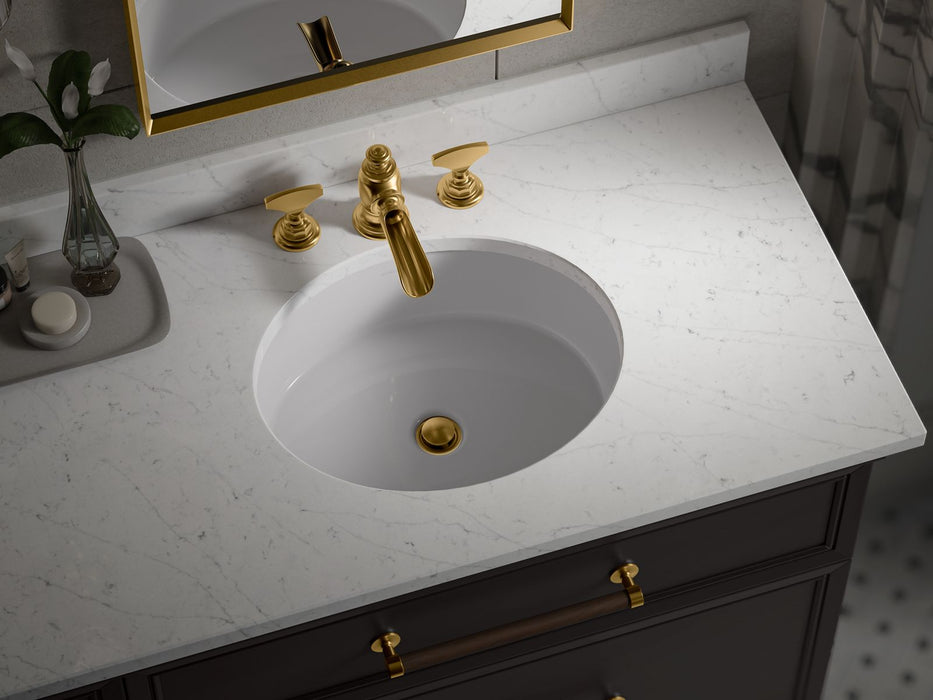 KOHLER K-36574 Silestone 73" quartz vanity top with two oval cutouts, eternal statuario - view 2