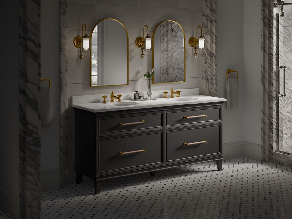 KOHLER K-36574 Silestone 73" quartz vanity top with two oval cutouts, eternal statuario - view 5