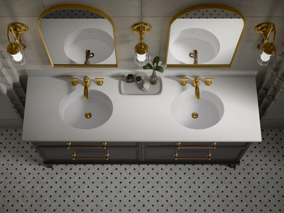 KOHLER K-36574 Silestone 73" quartz vanity top with two oval cutouts, miami white - view 4