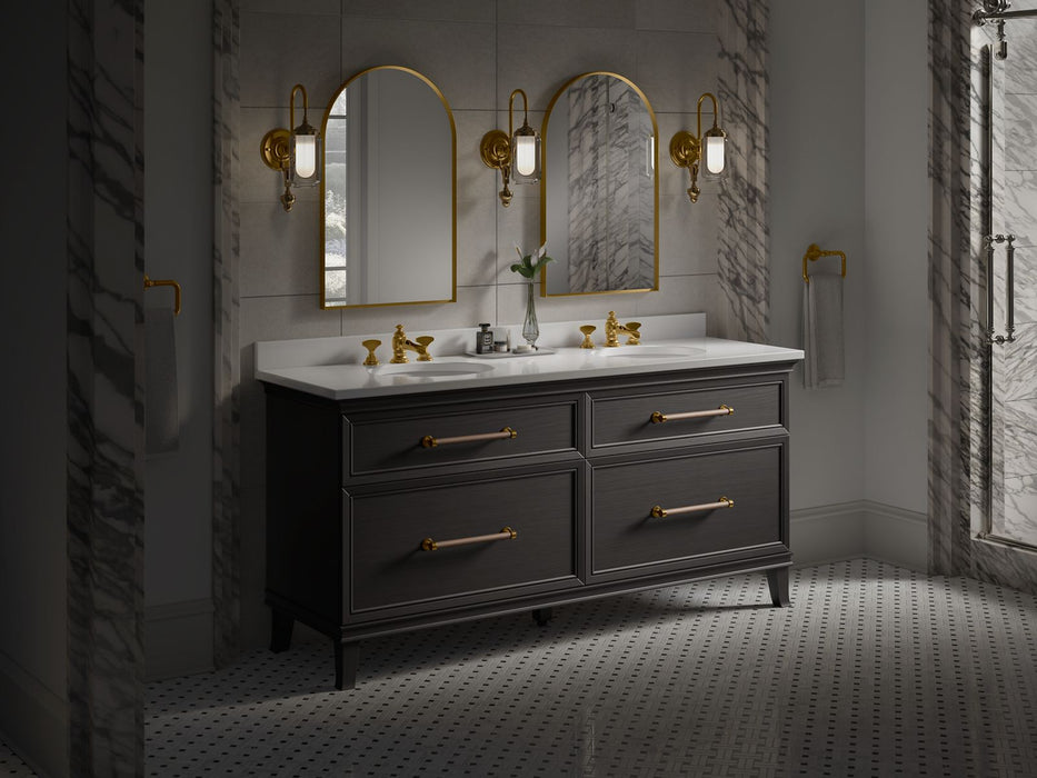 KOHLER K-36574 Silestone 73" quartz vanity top with two oval cutouts, miami white - view 5
