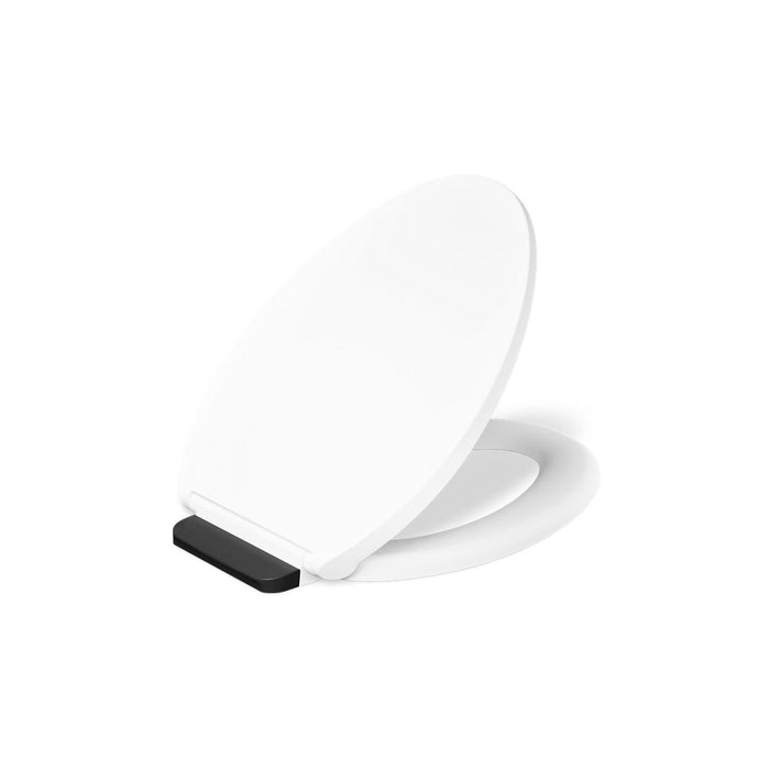 KOHLER K-36593-BL Covert ReadyLatch® Quiet-Close™ Elongated Toilet Seat, White - 3/4 view of product