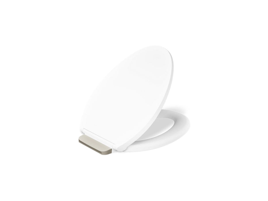 KOHLER K-36593-BN Covert ReadyLatch® Quiet-Close™ Elongated Toilet Seat, White - 3/4 view of product