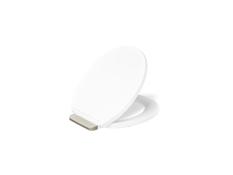 KOHLER K-36594-BN Covert ReadyLatch® Quiet-Close™ Round-front Toilet Seat, White - 3/4 view of product