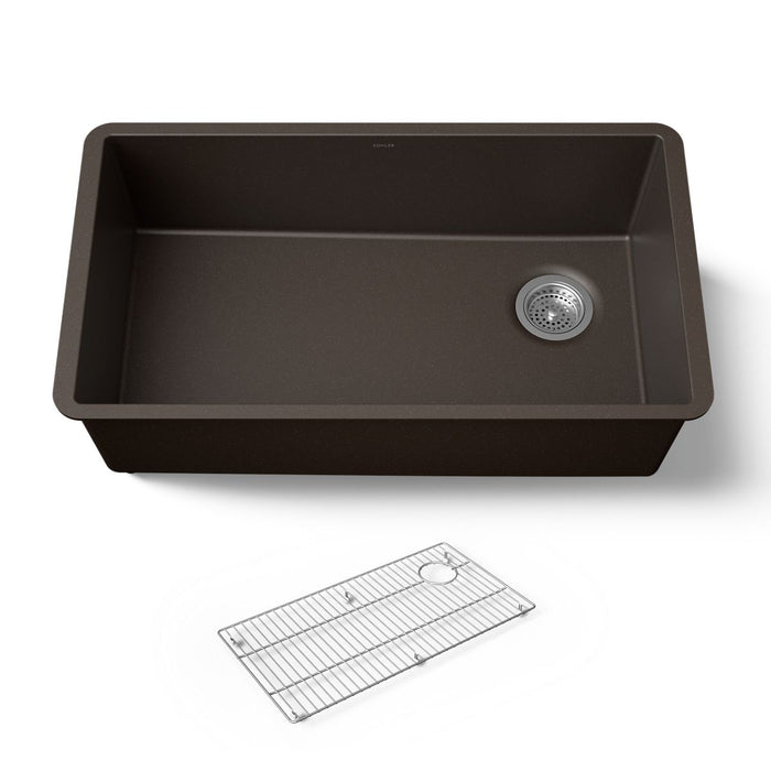 KOHLER K-36747 Billings 32-1/2" Undermount Single-bowl Kitchen Sink, Matte Brown - 3/4 view of product