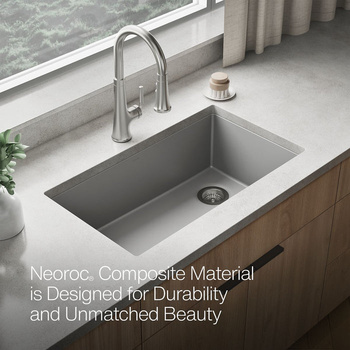 KOHLER K-36747 Billings 32-1/2" Undermount Single-bowl Kitchen Sink, Matte Grey - Detail image of a product feature