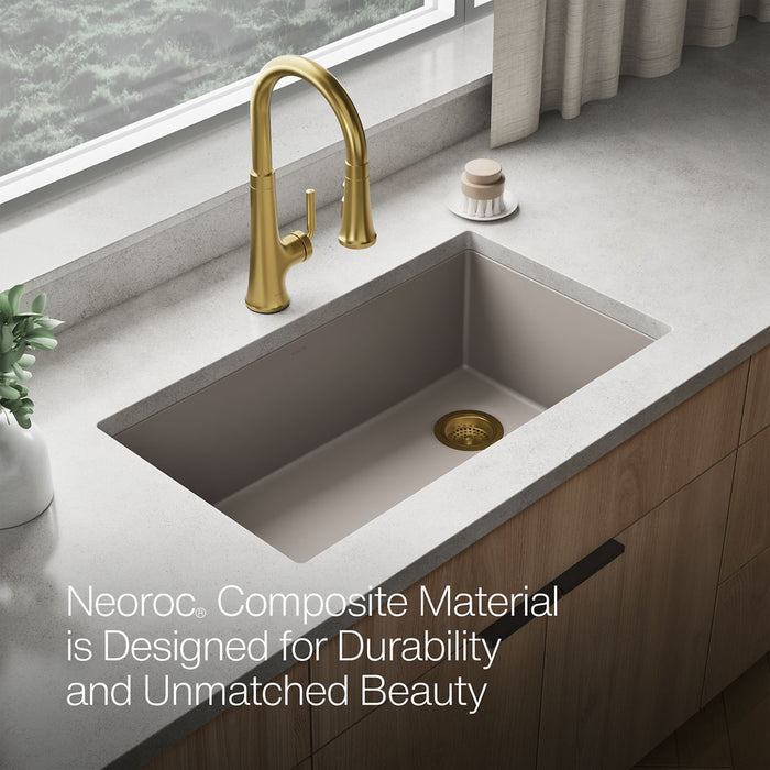 KOHLER K-36747 Billings 32-1/2" Undermount Single-bowl Kitchen Sink, Matte Taupe - Detail image of a product feature