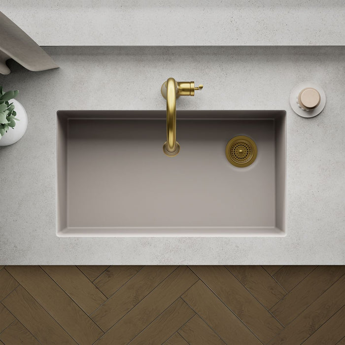 KOHLER K-36747 Billings 32-1/2" Undermount Single-bowl Kitchen Sink, Matte Taupe - Detail image of a product feature