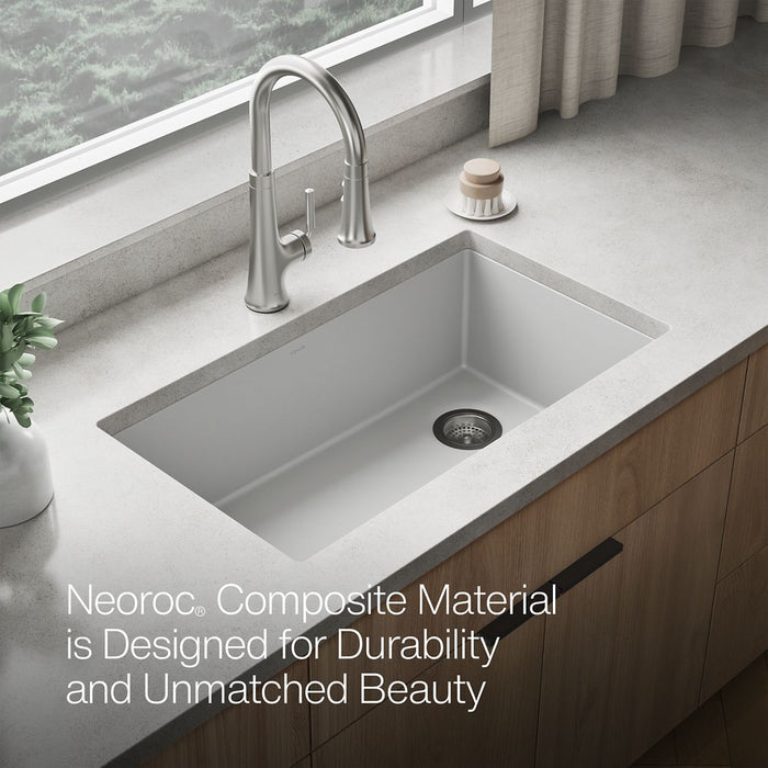 KOHLER K-36747 Billings 32-1/2" Undermount Single-bowl Kitchen Sink, Matte White - Detail image of a product feature