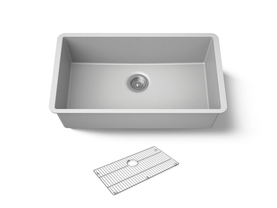 KOHLER K-36748 Billings 32-1/2" Undermount Single-bowl Kitchen Sink, Matte Grey - 3/4 view of product