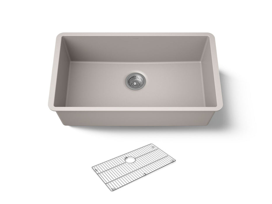 KOHLER K-36748 Billings 32-1/2" Undermount Single-bowl Kitchen Sink, Matte Taupe - 3/4 view of product
