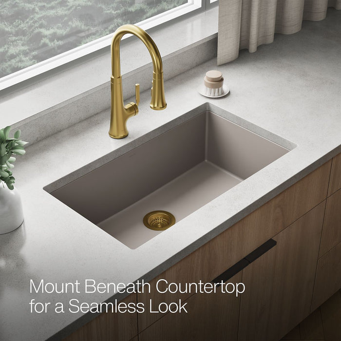 KOHLER K-36748 Billings 32-1/2" Undermount Single-bowl Kitchen Sink, Matte Taupe - Detail image of a product feature