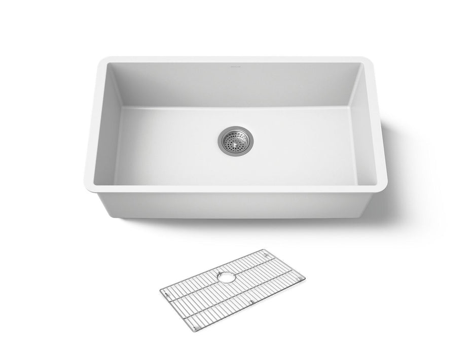 KOHLER K-36748 Billings 32-1/2" Undermount Single-bowl Kitchen Sink, Matte White - 3/4 view of product