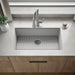 KOHLER K-36748 Billings 32-1/2" Undermount Single-bowl Kitchen Sink, Matte White - Shows close up detail of product in room