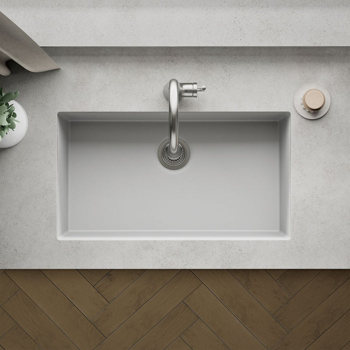 KOHLER K-36748 Billings 32-1/2" Undermount Single-bowl Kitchen Sink, Matte White - Detail image of a product feature