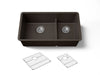 KOHLER K-36749 Billings 32-1/2" Undermount Double-bowl Kitchen Sink, Matte Brown - 3/4 view of product