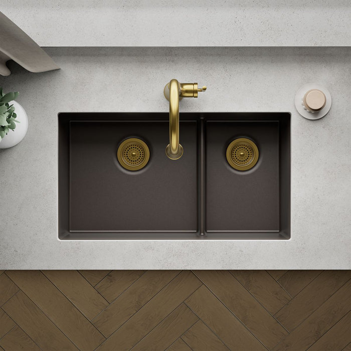 KOHLER K-36749 Billings 32-1/2" Undermount Double-bowl Kitchen Sink, Matte Brown - Detail image of a product feature