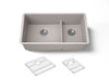 KOHLER K-36749 Billings 32-1/2" Undermount Double-bowl Kitchen Sink, Matte Taupe - 3/4 view of product