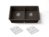 KOHLER K-36750 Billings 32-1/2" Undermount Double-bowl Kitchen Sink, Matte Brown - 3/4 view of product