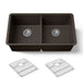 KOHLER K-36750 Billings 32-1/2" Undermount Double-bowl Kitchen Sink, Matte Brown - 3/4 view of product