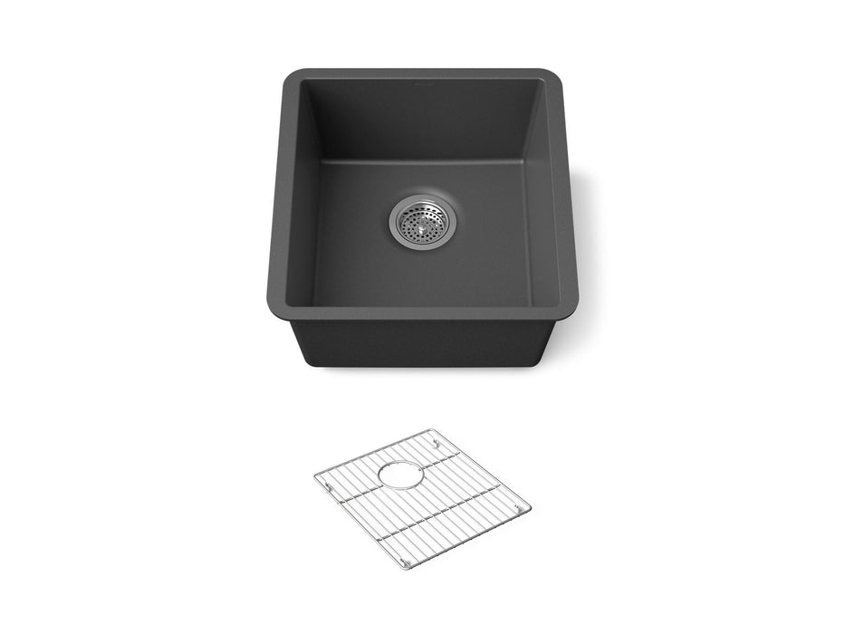 KOHLER K-36751 Billings 17-1/2" Undermount Bar Sink, Matte Graphite - 3/4 view of product