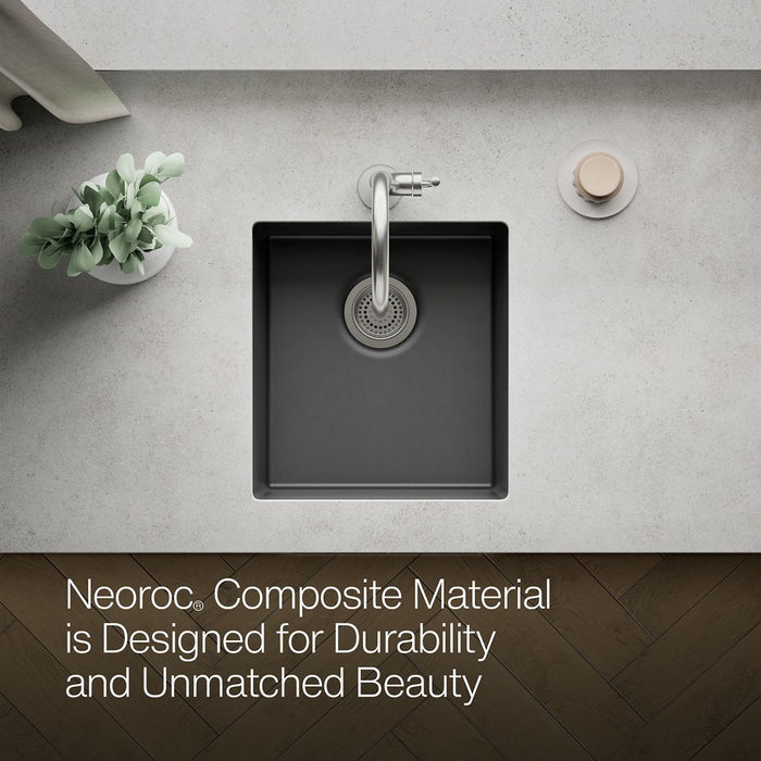 KOHLER K-36751 Billings 17-1/2" Undermount Bar Sink, Matte Graphite - Detail image of a product feature