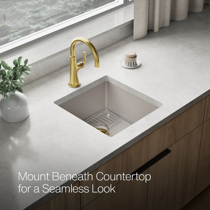 KOHLER K-36751 Billings 17-1/2" Undermount Bar Sink, Matte Taupe - image focused on single product story