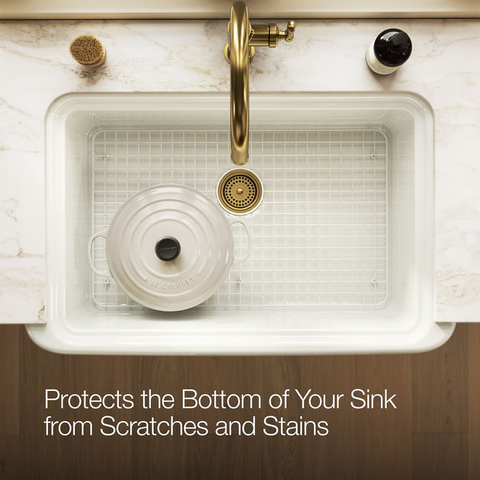 KOHLER K-37648 Sink Rack for Audrine Farmhouse Kitchen Sink, Dune - Products in use in overhead room view