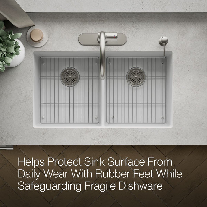 KOHLER K-37718 Billings Sink Rack, Stainless Steel - View of products in room from above