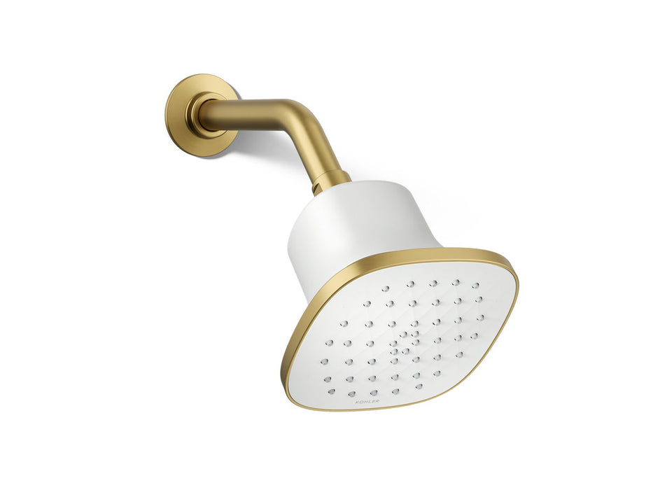 KOHLER K-37722-Y Cinq Square single-function filtered showerhead, 2.5 gpm, vibrant brushed moderne brass
