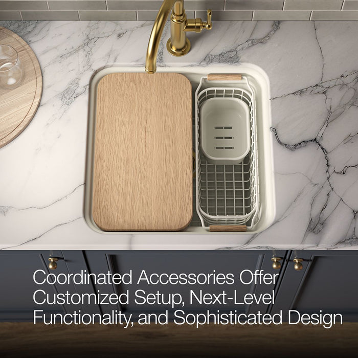 KOHLER K-37818 White Oak Cutting Board for Audrine Kitchen Sink - close-up view of product detail