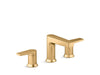 KOHLER K-37887-4 Taut Widespread bathroom sink faucet, 1.2 gpm, vibrant brushed moderne brass