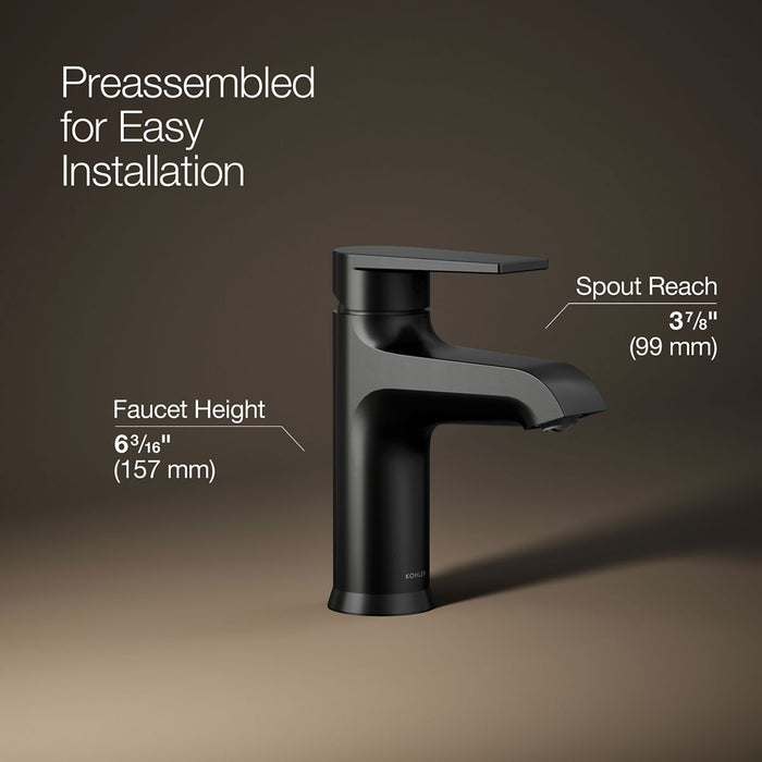 KOHLER K-37891-4 Hint Single-handle bathroom sink faucet, 1.2 gpm, matte black - view 2