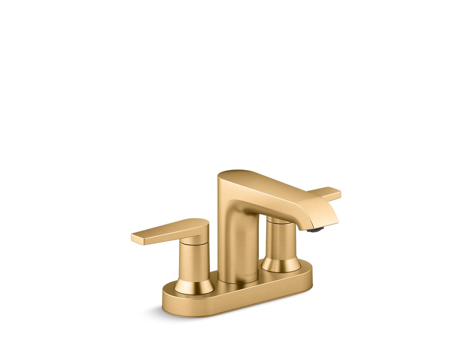 KOHLER K-37894-4 Hint Centerset bathroom sink faucet, 1.2 gpm, vibrant brushed moderne brass