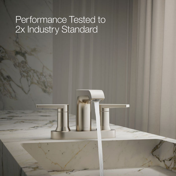 KOHLER K-37894-4 Hint Centerset bathroom sink faucet, 1.2 gpm, vibrant brushed nickel - view 3
