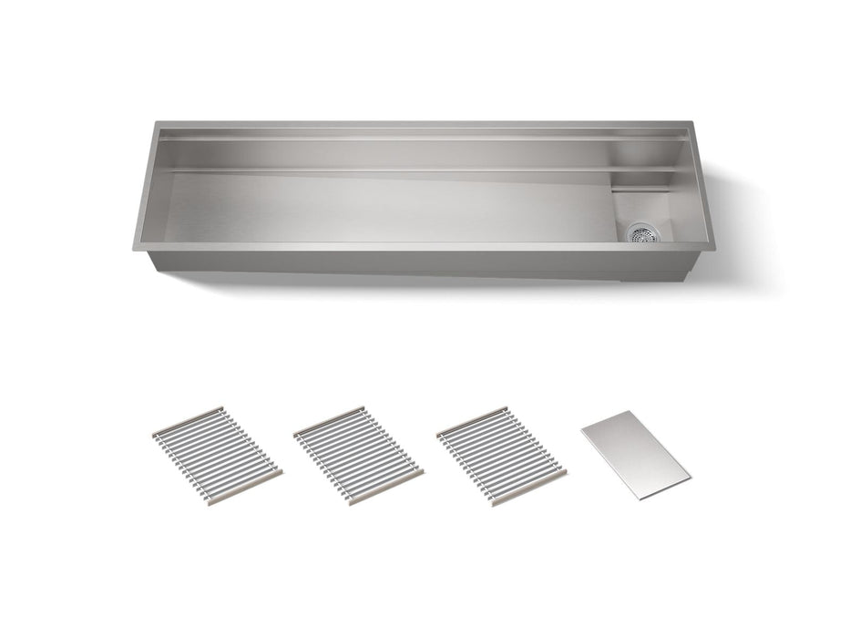 KOHLER K-37905 Synthos 69-3/4" undermount single-bowl kitchen sink, stainless steel