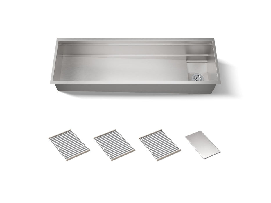 KOHLER K-37906 Synthos 57-3/4" undermount single-bowl kitchen sink, stainless steel